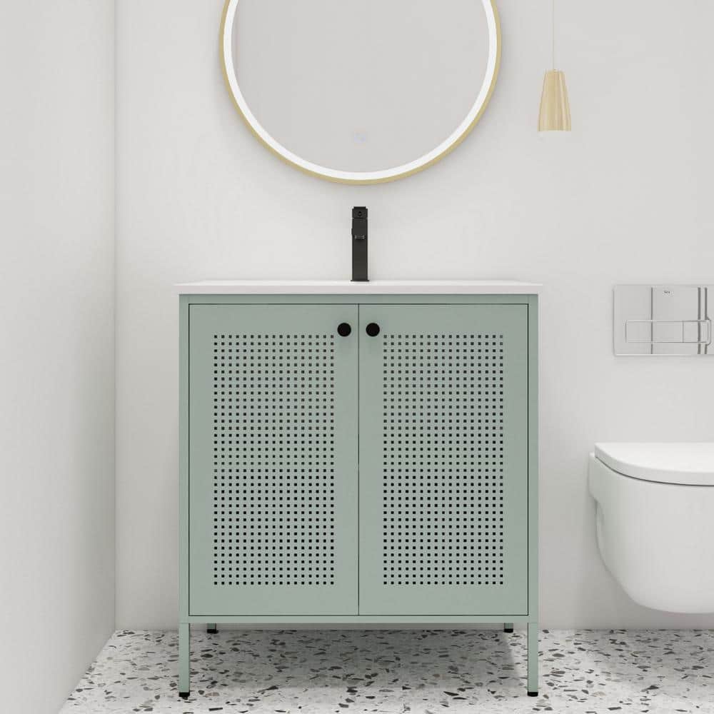 30 in. W x 18.3 in. D x 33.4 in. H Freestanding Bath Vanity in Green with W