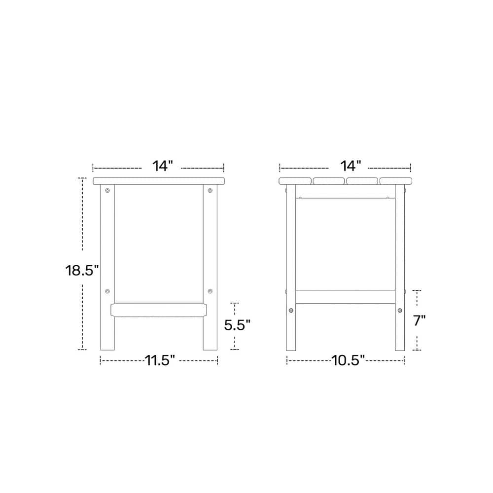 Navy Blue Square HDPE Outdoor Side Table