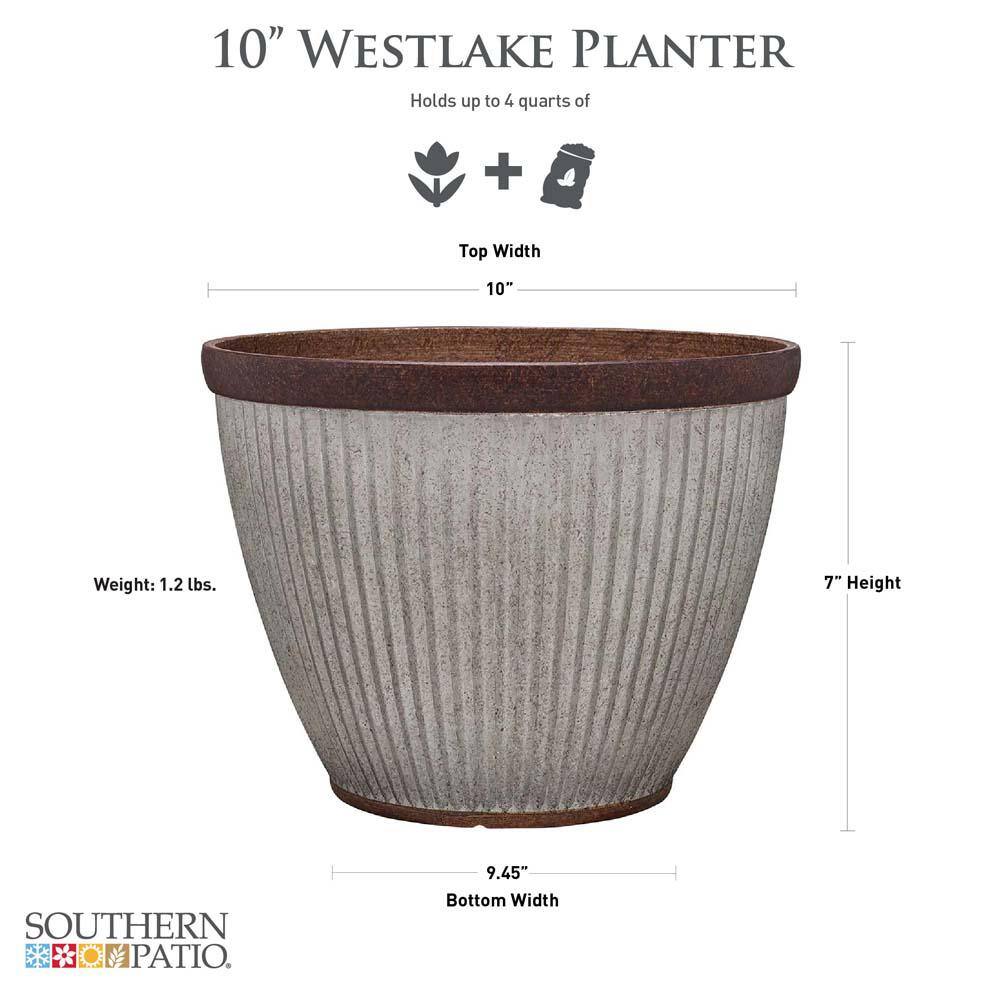 Westlake 10" Rustic Galvanized Resin Round Planter for Indoor/Outdoor