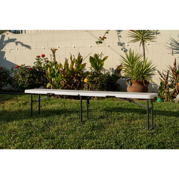 HDX 6 ft. Steel Frame Almond Portable Indoor/Outdoor Folding Bench