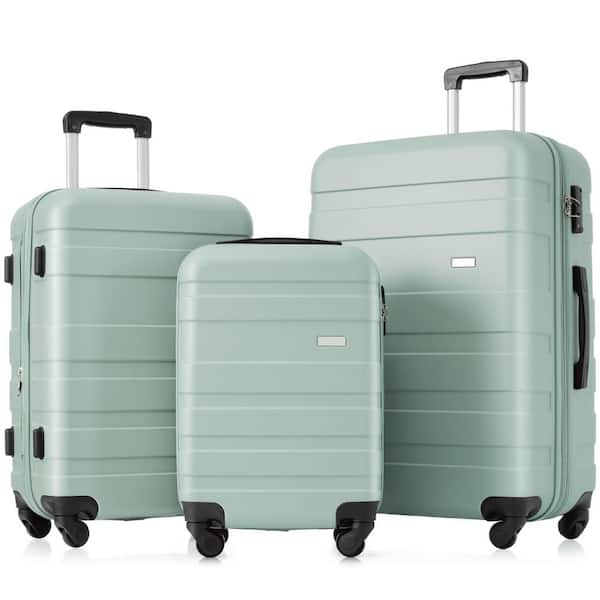 Merax Green Lightweight Durable 3-Piece ABS Hardshell Spinner Luggage Set with TSA Lock