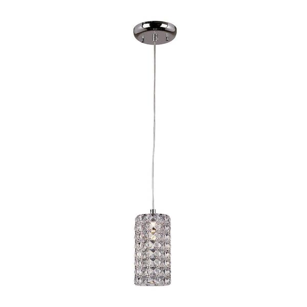 Monteaux Lighting 1-Light Crystal and Chrome Hanging Kitchen Mini Pendant Light