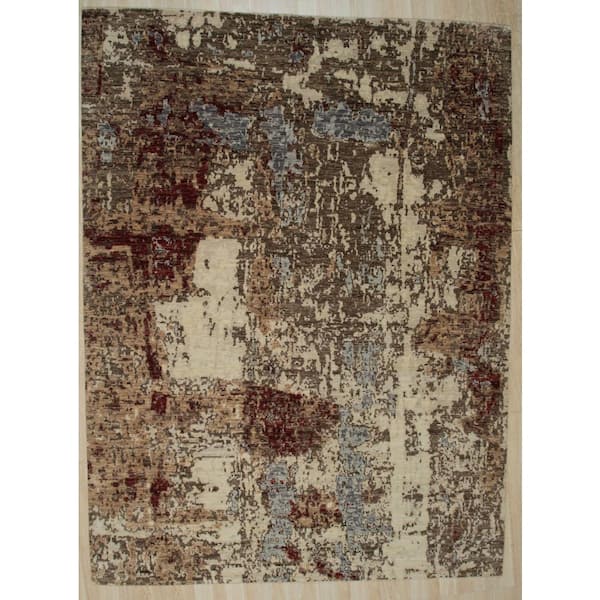 EORC Ivory 9 ft. 1 in. x 12 ft. 1 in. Hand-Knotted Wool Galaxy Area Rug