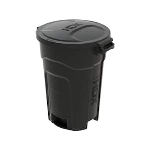 32 Gal. Black Outdoor Vented Trash Can with Domed Lid, Rounded Handles, and Reinforced Foothold