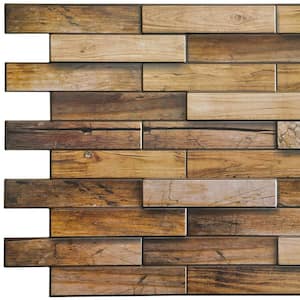 3D Falkirk Retro 1/100 in. x 39 in. x 19 in. Yellowish Brown Faux Walnut Wood PVC Decorative Wall Paneling (10-Pack)