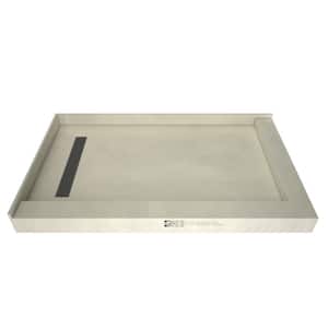 Redi Trench 48 in. x 72 in. Double Threshold Shower Base with Left Drain and Brushed Nickel Trench Grate