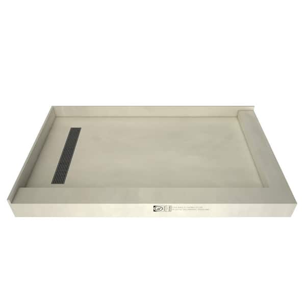 Tile Redi Redi Trench 48 in. x 72 in. Double Threshold Shower Base with Left Drain and Brushed Nickel Trench Grate