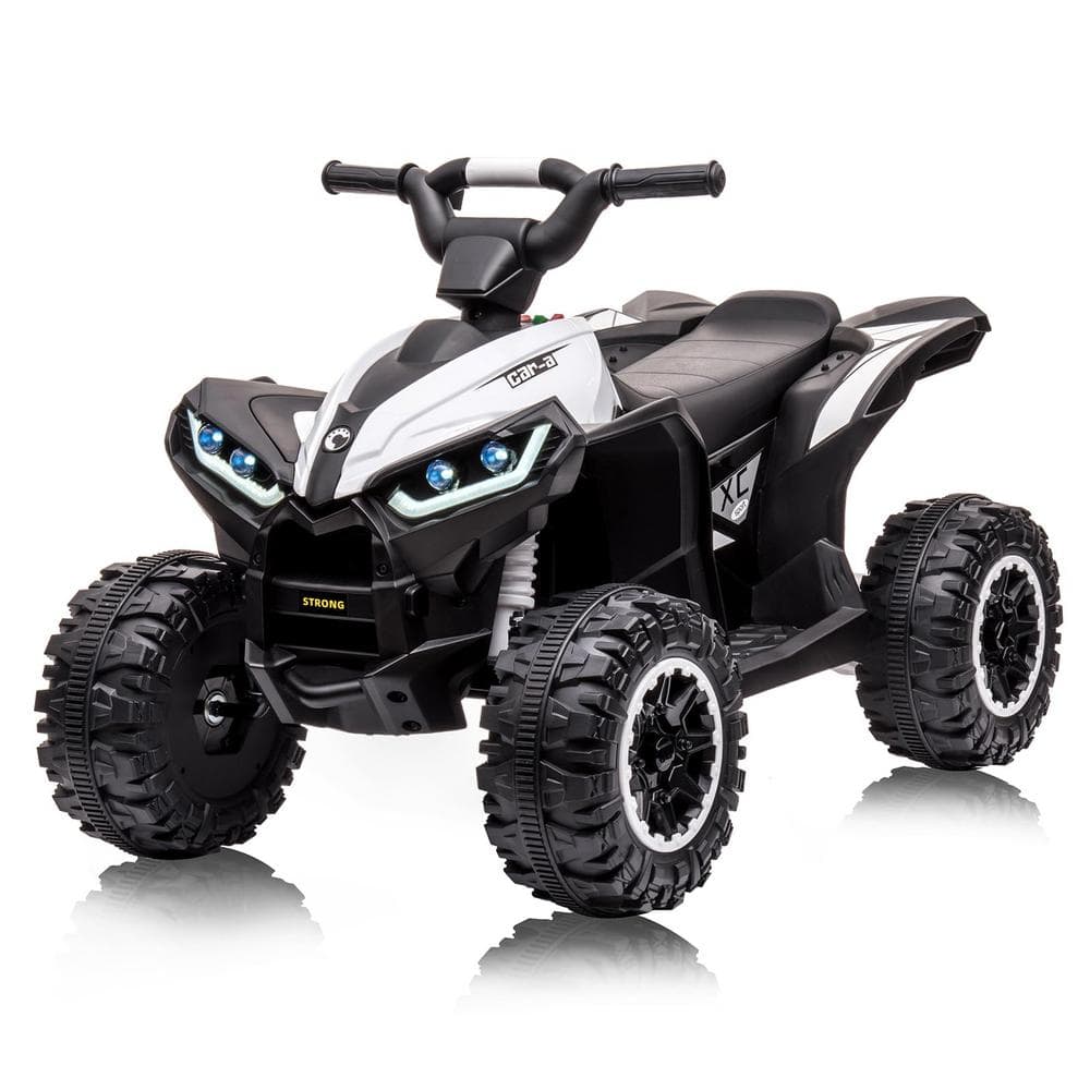 9.5 in. 12V Powered Kids Ride on ATV Car Toy with Remote Control and LED Lights, White -  Garvee, HDTPTO_0YKO4HV3