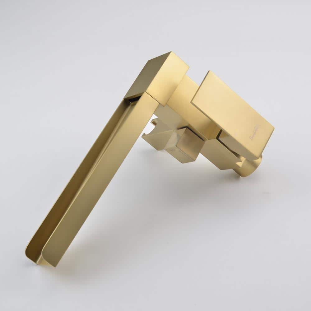 Brushed Gold Single-Handle Freestanding Waterfall Tub Filler