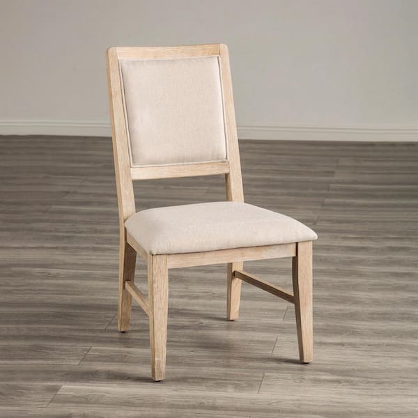 Espica Distressed Natural Fabric Upholstered Dining Chairs (Set of 2)