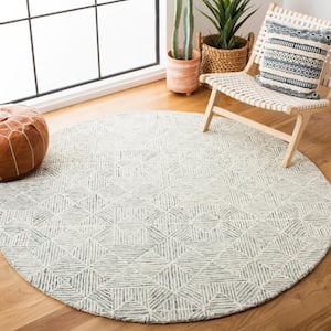 Abstract Green/Ivory 8 ft. x 8 ft. Diamond Geometric Round Area Rug