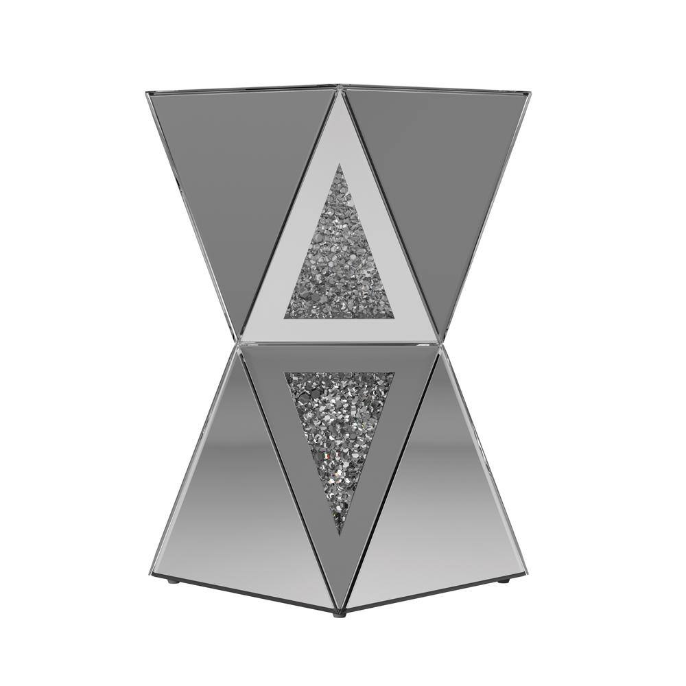 Geometric Silver Mirrored Square Pedestal End Table
