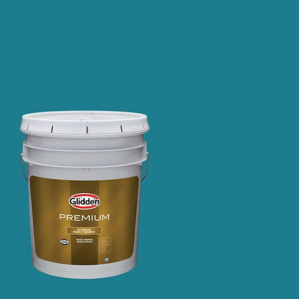Glidden Premium 5 gal. PPG1150-6 Bermuda Semi-Gloss Exterior Latex Paint