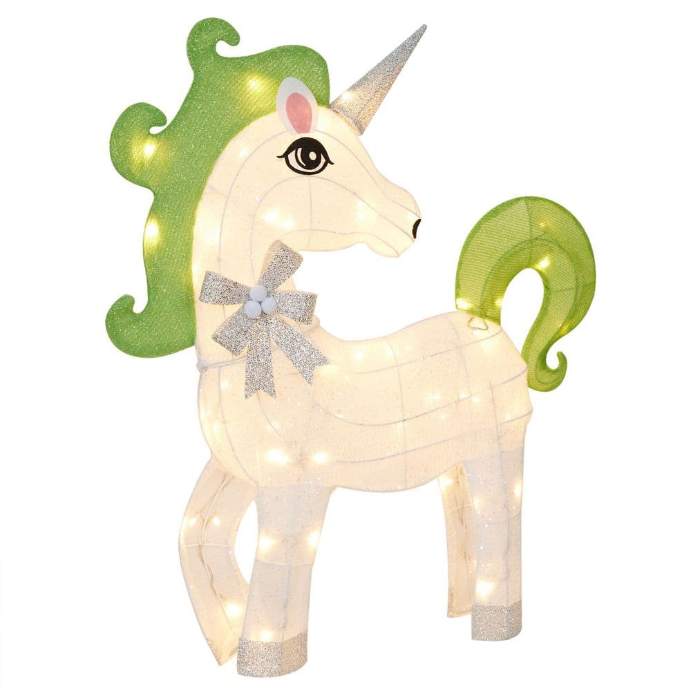 35 in. Tall Green Mane and Tail White Mesh Light-Up Unicorn, 60 Warm White LED Lights price history on PriceWatchPro