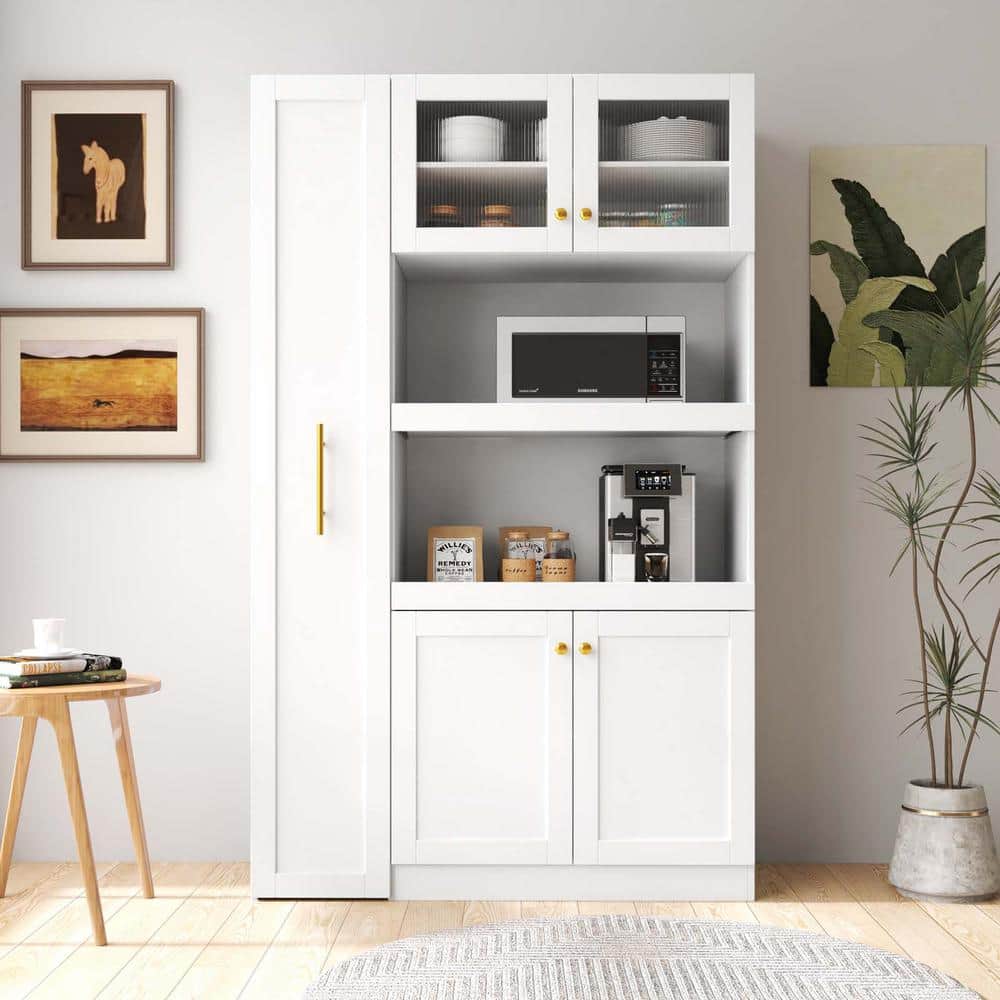 Kitchen Pantry Storage Cabinet with Multi-Functional Pull-Out Multi-Tier St