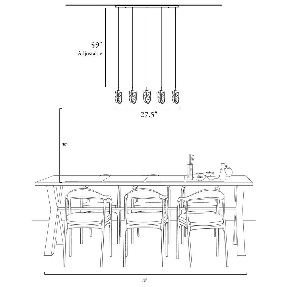 Aeyilana Brass and Crystal 5-Light LED Kitchen Island Pendant