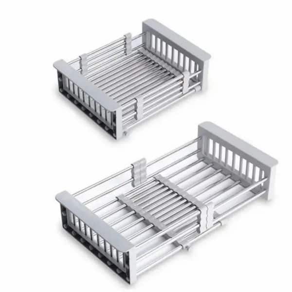 Silver Stainless Steel Retractable Dish Rack to Solve Fruit and Vegetable Solution