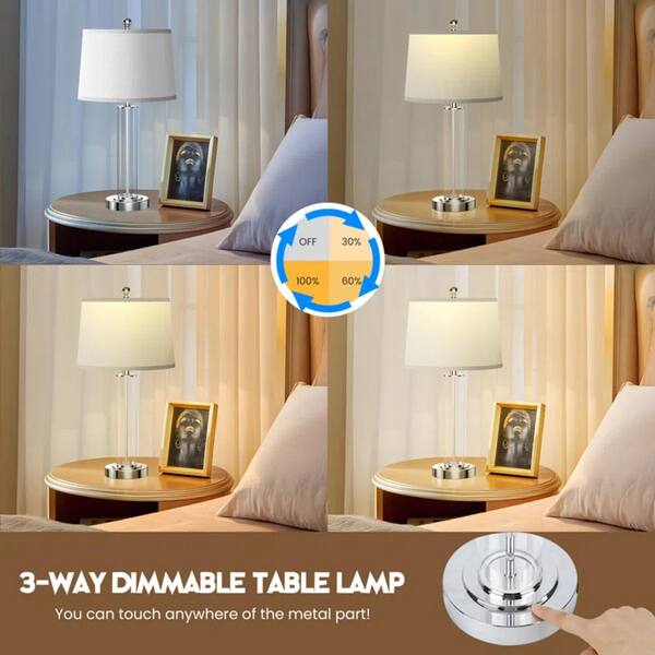 TOZING 24.4 in. Bedside Table Lamp for Bedroom Nightstand 3-Way Dimmable Touch Lamps with USB Charging Port LED Bulb Included