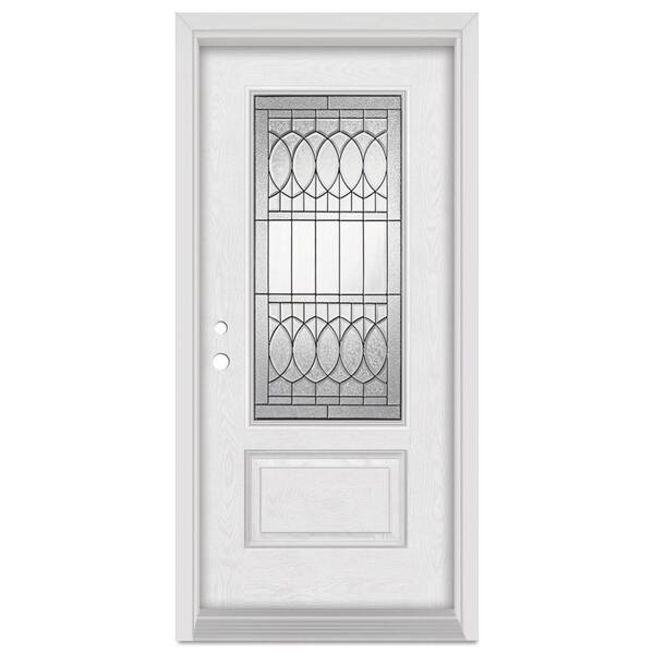 Stanley Doors 36 in. x 80 in. Nightingale Right-Hand Patina Finished Fiberglass Oak Woodgrain Prehung Front Door