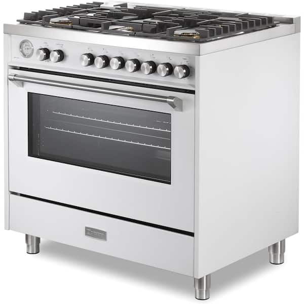 Ultima Collection Series 36  in. Freestanding Single Oven Gas Range with 5 Sealed Burners in White