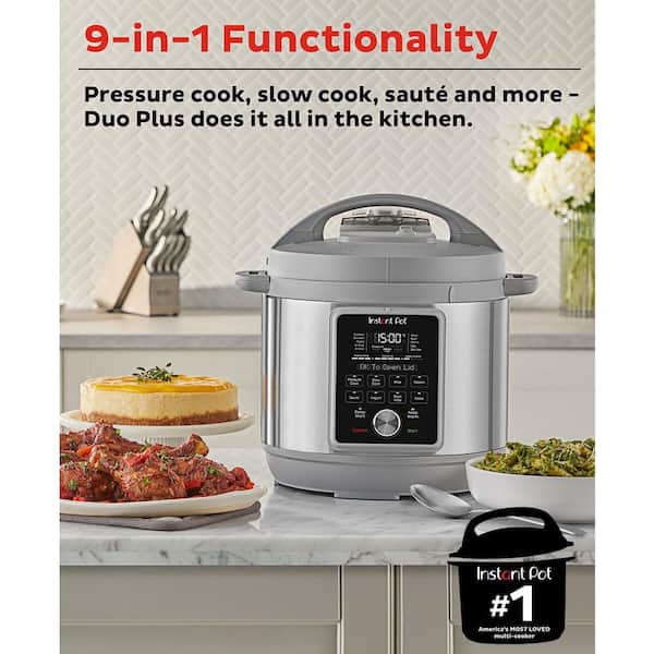 Instant Pot Silver 8 qt. Stainless Steel Duo Plus Multi-Use Electric  Pressure Cooker with Whisper-Quiet Steam Release, V4 113-0058-01 - The Home  Depot