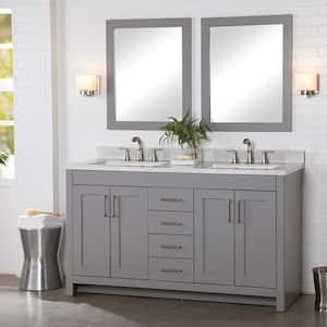 Westcourt 61 in. W x 22 in. D x 39 in. H Double Sink  Bath Vanity in Sterling Gray with Silver Ash Solid Surface Top