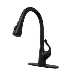 Single Handle Pull Down Sprayer Kitchen Faucet with Turbo Spray, Fast Mount in Black