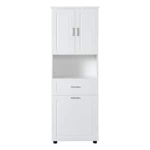 24 in. W x 16 in. D x 69 in. H MDF Board Ready To Assemble Floor Tall Bathroom Cabinet/Tilt-Out Laundry Basket in White