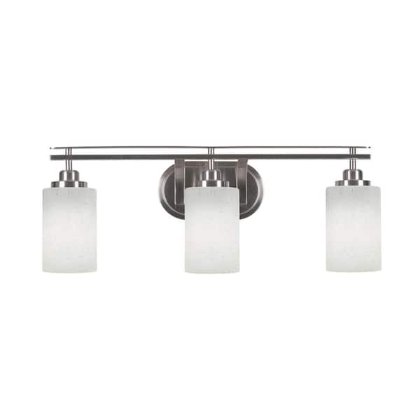 Unbranded Monroe 25.75 in. 3-Light Brushed Nickel Vanity Light 4 in. White Muslin Glass Shade No Bulbs Included