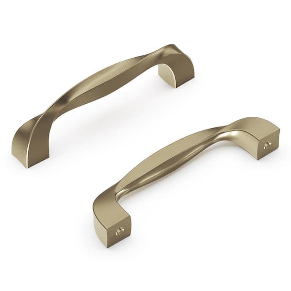 HICKORY HARDWARE Twist 3-3/4 in. 96 mm Center-to-Center Elusive Golden Nickel Cabinet Door/Drawer Pull