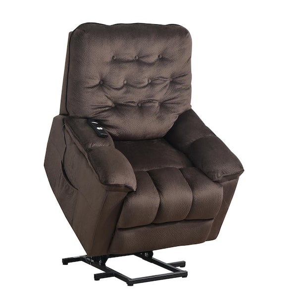 aisword Brown Power Lift Chair Soft Velvet Upholstery Recliner Living Room Sofa Chair with Remote Control