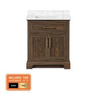 Home Decorators Collection Doveton 30 in. Single Sink Dark Walnut Bath Vanity with White Engineered Marble Top (Assembled) Doveton 30DW