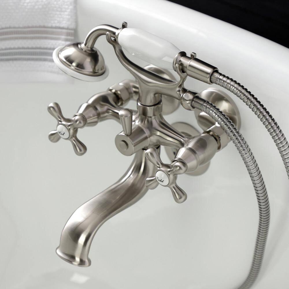 Brushed Nickel Wall Mount Clawfoot Tub Faucet with Hand Shower