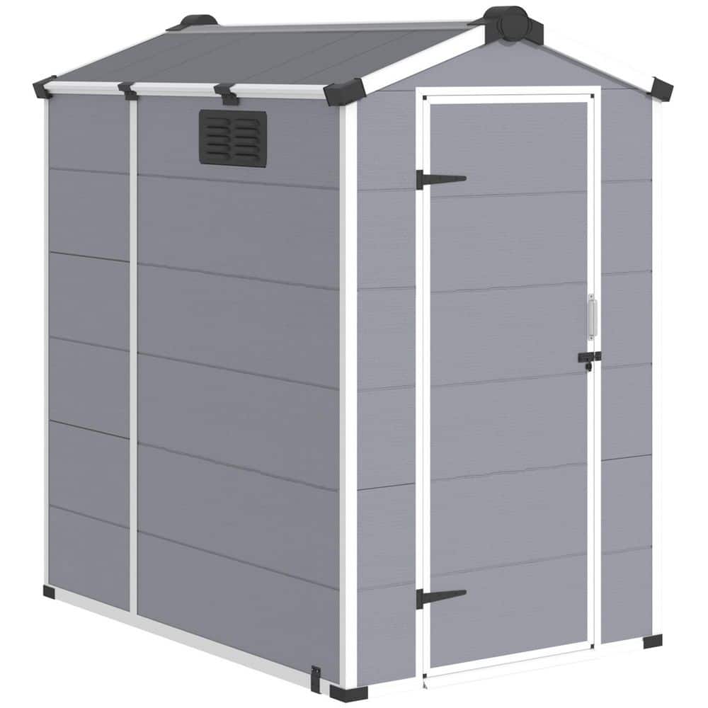 HOMMOW 4 ft. W x 6 ft. D Metal Shed with Lockable Double Doors and