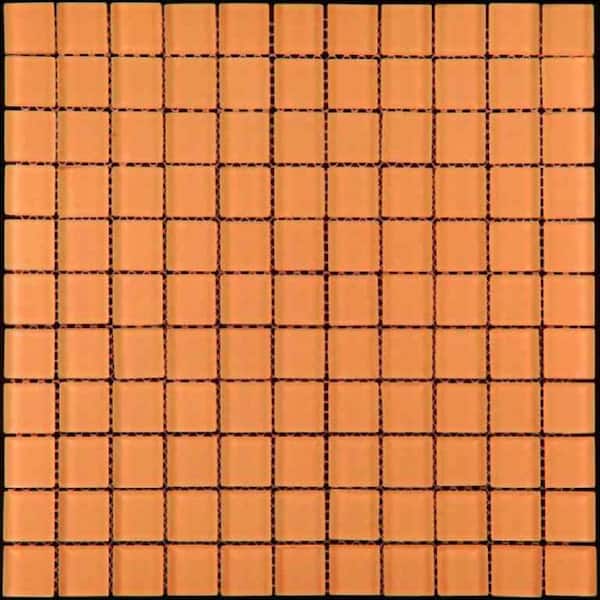 Apollo Tile Orange 11.8 in. x 11.8 in. 1x1 Matte Finished Glass Mosaic Tile (9.67 sq. ft./Case)