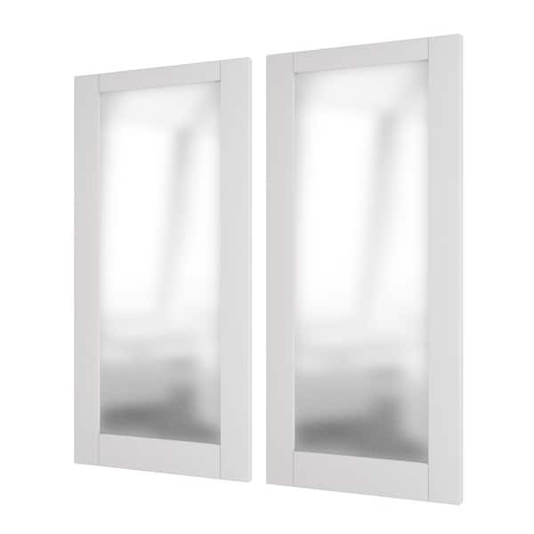 TENONER 64 in. x 80 in.(Double 32) 1-Lite Frosted Glass, White Interior Door Panels Solid Hybrid Core MDF Prefinished.