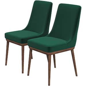 Grayson Mid-Century Green Polyester Blend Dining Chair (Pair)