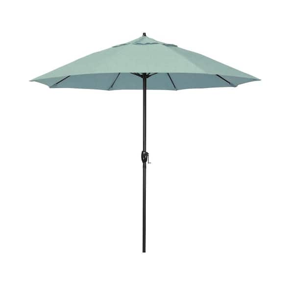California Umbrella 7.5 ft. Black Aluminum Market Patio Umbrella Fiberglass Ribs and Auto Tilt in Spa Sunbrella