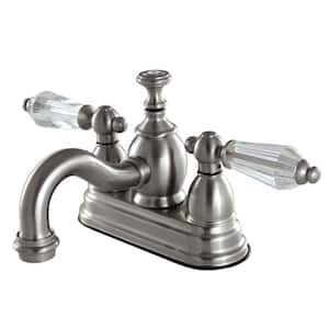 French Crystal 4 in. Centerset 2-Handle Bathroom Faucet in Brushed Nickel