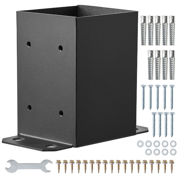 SVOPES 4 x 4 Post Base, 2-Pieces, Inner Size 3.6 x 3.6 in. Heavy Duty Powder-Coated Post Anchor, Matte Black Wood Post Brackets