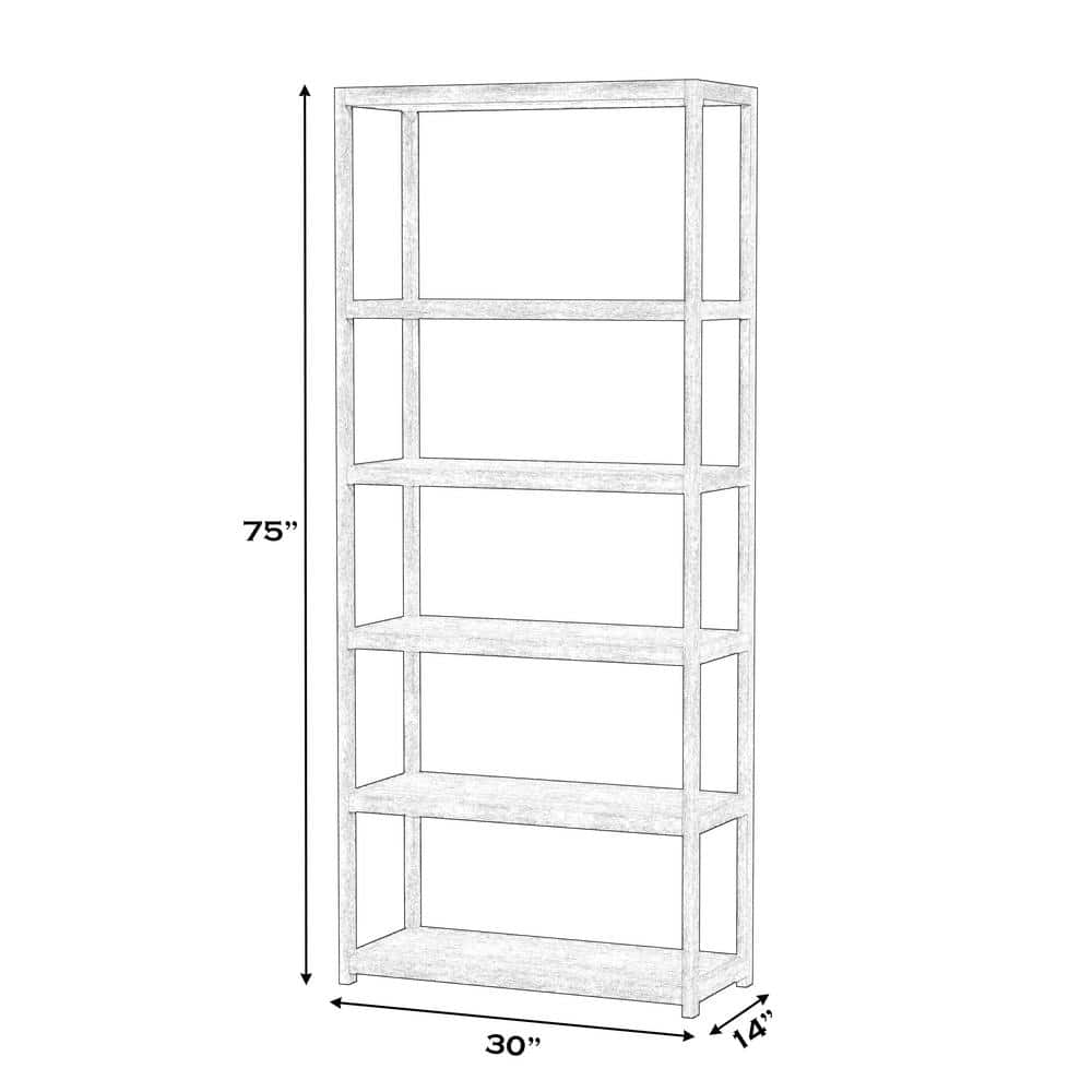 Navy Blue Wood 5-Tier Etagere Bookcase