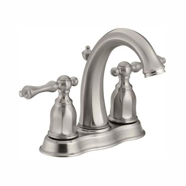 KOHLER Kelston 4 in. 2-Handle Mid-Arc Water-Saving Bathroom Faucet in Vibrant Brushed Nickel