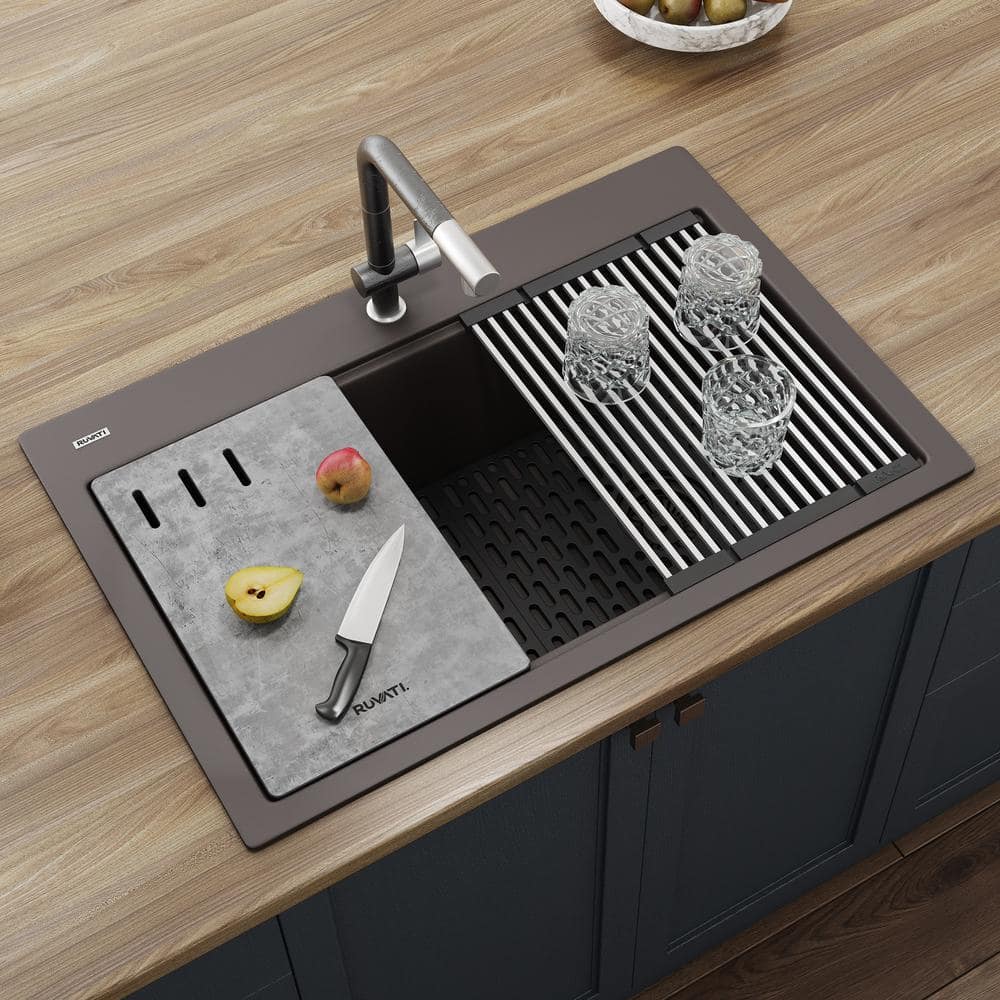 Espresso Granite Composite Drop-in Workstation Kitchen Sink