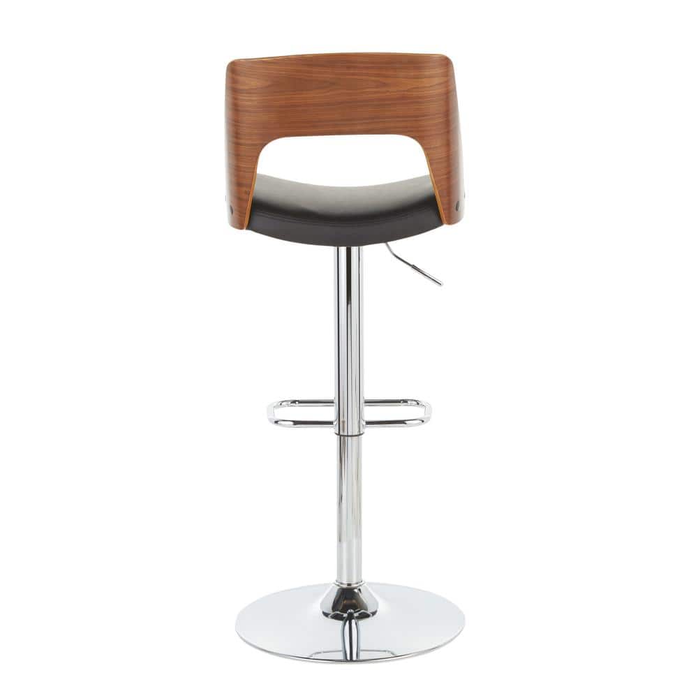 Valencia Black Adjustable Swivel Barstool with Wood and Metal