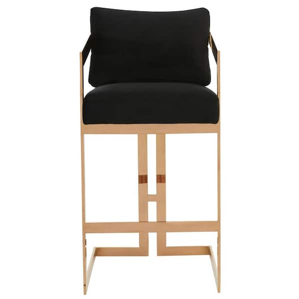 SAFAVIEH Taraji 29.9 in. Black Metal Barstool with Velvet
