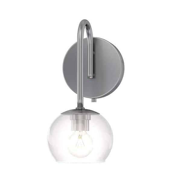 Belford 5 in. Plug and Play 1-Light Brushed Nickel Wall Sconce with SkyPlug
