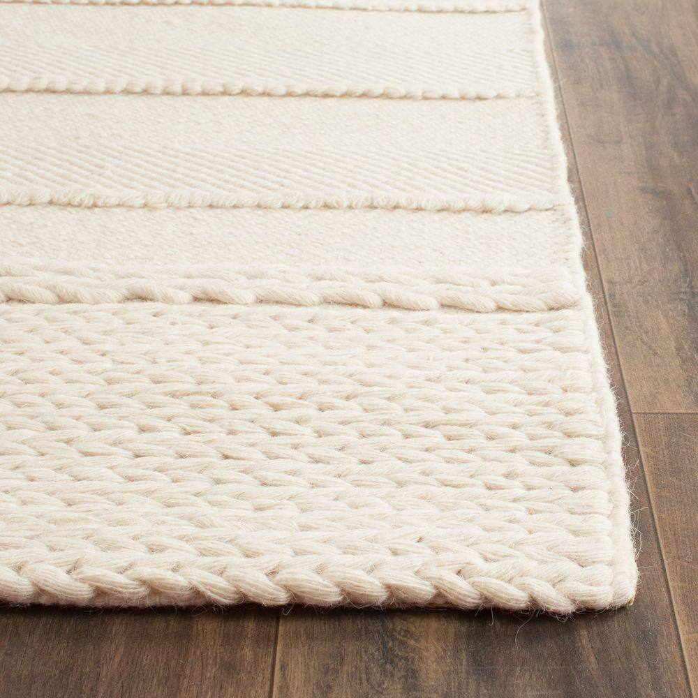 Ivory Square Hand-Tufted Wool Area Rug with Non-Slip Feature