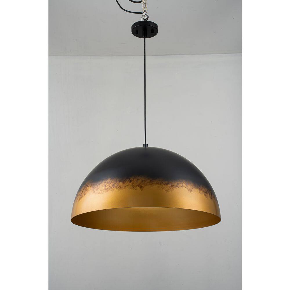 Pover 1-Light 23.6 in.W Hand-Gradient Gold to Black Metal Dome Pendant Light for Kitchen Island and Dining Room price history on PriceWatchPro