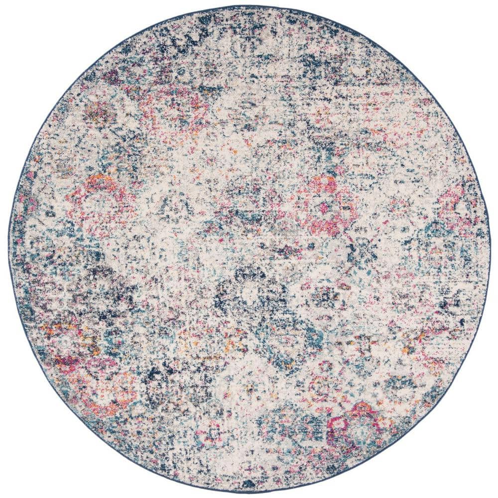 Madison Navy/Teal 7 ft. x 7 ft. Round Border Area Rug price history on PriceWatchPro