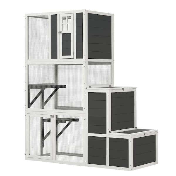 Foobrues 3-Tier Wooden Outdoor and Indoor Cat House Suitable for 1-3 Cats Cat for Any Size Cats